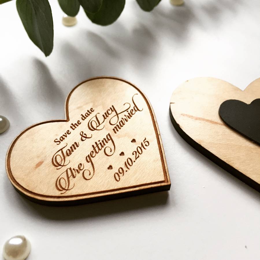 calligraphy wooden magnet save the date by design by eleven