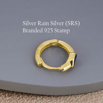 Single Pear Cut Cz Huggie Hoop In Sterling Silver, 9 of 12