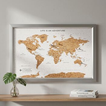 Travel Gifts World Map Cork Board With Pins, 3 of 11