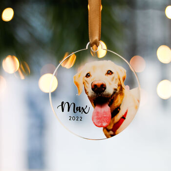 Dogs First Christmas Personalised Photo Bauble, 6 of 6