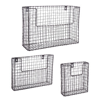 Set Of Three Industrial Wire Wall Storage Baskets, 2 of 6