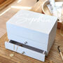Personalised Grey Jewellery Box With Pull Drawers, thumbnail 1 of 3