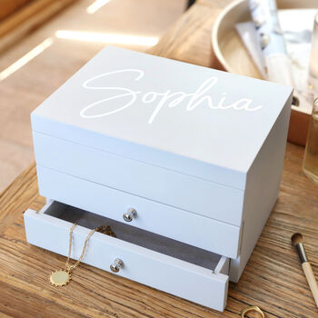 Personalised Two Tiered Large Jewellery Box With Drawer