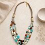 Layered Turquoise And Amber Colour Beaded Necklace, thumbnail 2 of 2