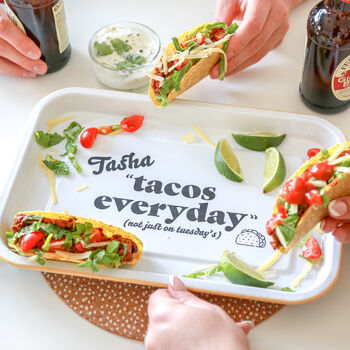 Personalised Tacos Enamel Serving Tray, 2 of 4