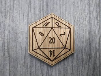 D20 Role Dice Coaster D And D Wooden Coaster, Rpg Coasters, 2 of 5