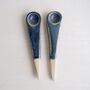 Handmade Small Pottery Blue \Brown Salt Or Spice Spoon, thumbnail 7 of 9