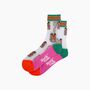 Tiger Faces Combed Cotton Sheer Pop Socks In Green, thumbnail 3 of 4