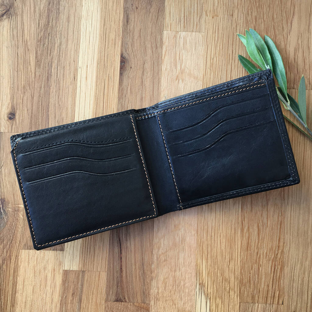 men's black leather wallet by holly rose | notonthehighstreet.com