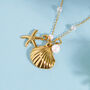 Seashell, Starfish And Pearl Charm Necklace, thumbnail 6 of 9