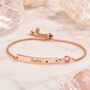 Personalised Curve Bar Birthstone Bracelet Engrave Name Symbols, thumbnail 12 of 12