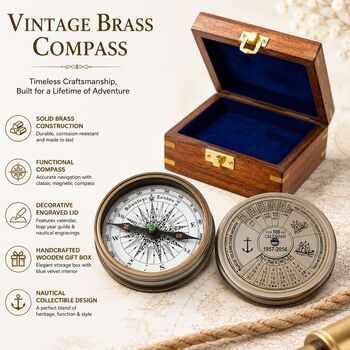 Personalised Three Inches 41st Birthday 100 Year Calendar Compass, 3 of 12