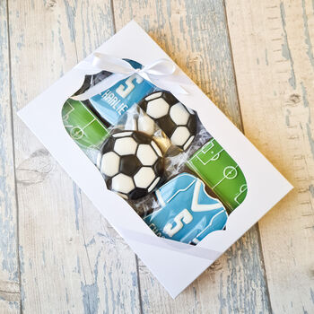 Football Biscuits Gift Box, Personalised Birthday Gift, 6 of 12