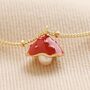 Pearl And Enamel Toadstool Anklet In Gold, thumbnail 4 of 6