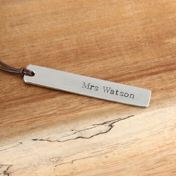 Personalised Teachers Gift Pewter And Leather Bookmark, 7 of 10
