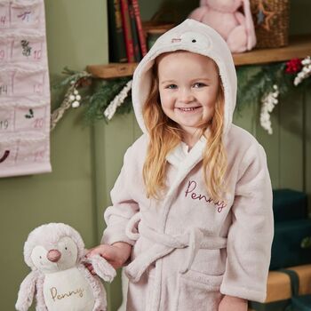 Personalised Pink Penguin Fleece Robe, 6 of 6