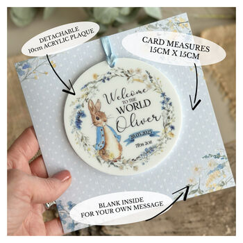 New Baby Rabbit Floral Card Blue, 3 of 3