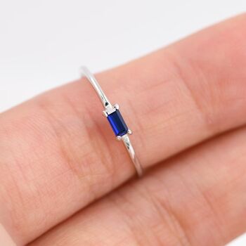 Sapphire Blue Baguette Cz Ring In Sterling Silver, 6 of 11
