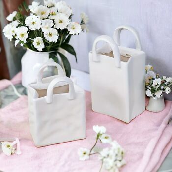 Luxury Mini Handbag Shape White Vase, 4 of 8