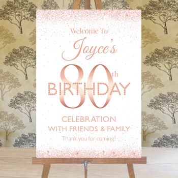 80th Birthday Rose Gold Welcome Sign, 3 of 6