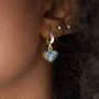 Forget Me Not Huggie Drop Earrings Sterling Silver And Gold Plated Option, thumbnail 1 of 10