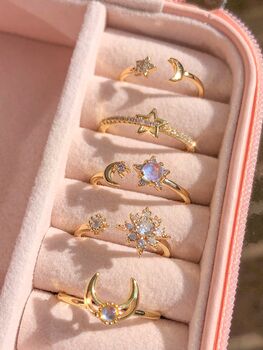 Gold Vermeil Moon And Star Moonstone Ring, 2 of 7