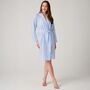 Women's 'Breezy Blue' Cotton Satin Stripe Mid Length Robe, thumbnail 2 of 5
