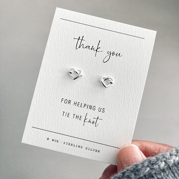 Bridesmaid Thank You Heart Knot Earrings In Sterling Silver, 2 of 6