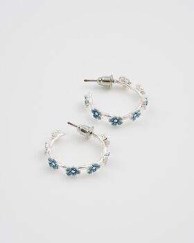 Forget Me Not Stud Hoop Earrings Silver, 2 of 6
