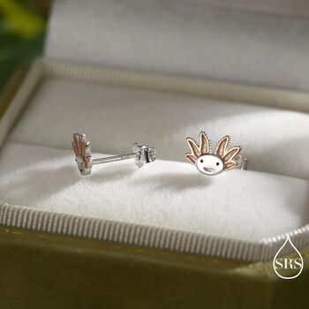 Sterling Silver Axolotl Stud Earrings, 3 of 11
