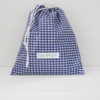 Personalised Oilcloth Wipe Clean Drawstring Kit Bag, 3 of 4