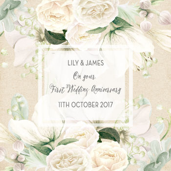 Personalised First Wedding Anniversary Canvas Print, 2 of 2