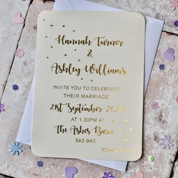 Gold Foil Wedding Star Invitation, 3 of 5