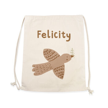 Personalised Woodland Bird Cotton Nursery Bag, 5 of 7