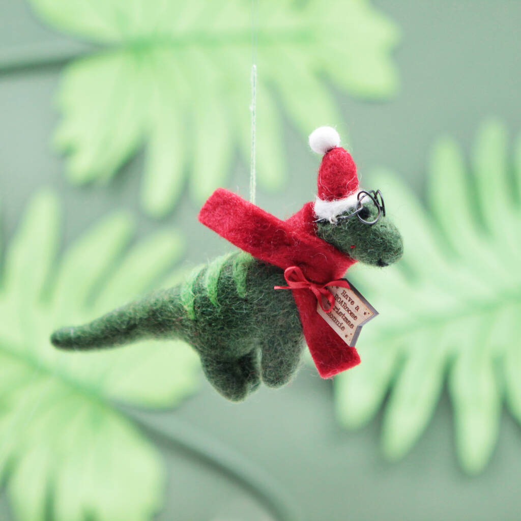 X Dinosaur Felt Christmas Decoration By Postbox Party