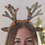 Reindeer Antler Christmas Headband With Bells, thumbnail 2 of 4