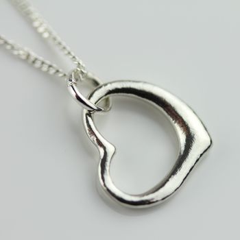 Solid Silver Open Heart Necklace, 2 of 4