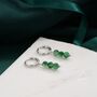 Sterling Silver Genuine Moss Agate Trio Huggie Hoop Earrings, thumbnail 5 of 10