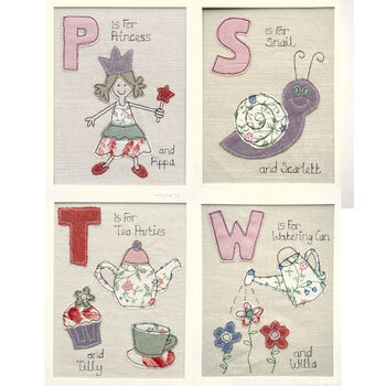 Personalised Girls Alphabet Embroidered Picture Gift, 11 of 12
