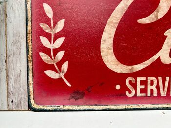 French Metal Kitchen Sign Red Cuisine Wall Plaque 52cm, 6 of 9