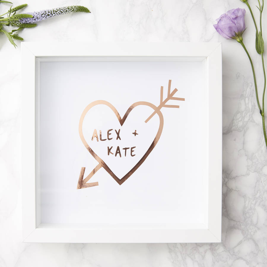 Carved Heart Personalised Framed Print, 1 of 6