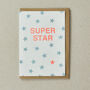Super Star Blue Risograph Greeting Card, thumbnail 1 of 2
