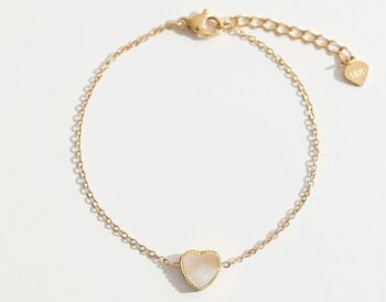 Mother Of Pearl Heart Bracelet In Gold, 2 of 3