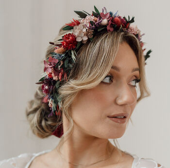 Fawn Jewel Tone Wedding Dried Flower Crown Headband, 4 of 5