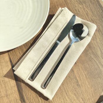 Cotton Napkins With Hemstitch Natural • Set Of Four, 4 of 4