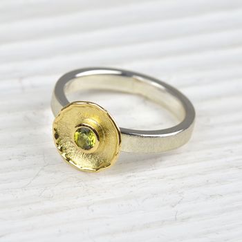 Silver And 18ct Gold Green Tourmaline Ring, 3 of 4