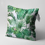 Green Tropical Palm And Eucalyptus Leaves Cushion Cover, thumbnail 3 of 7