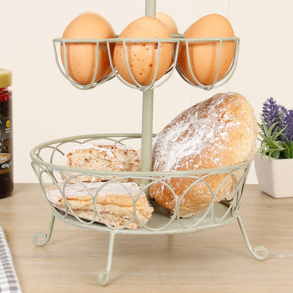 Chalk Grey Green Egg And Bread Carousel By Dibor