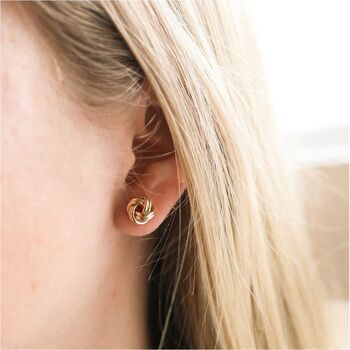 Walton 9ct Solid Gold Knot Stud Earrings, 2 of 5