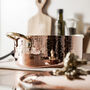 Hammered Copper Casserole Dish – Solid Copper Cookware With Brass Lid, thumbnail 4 of 6